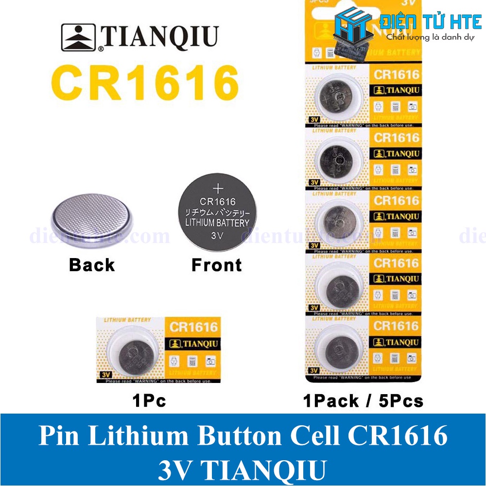 Pin Lithium Cell TIANQIU CR1616 1616 3V (Trong vỉ) cho Máy tính - điều khiển từ xa