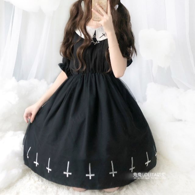 Đầm babydoll lolita đen cá tính