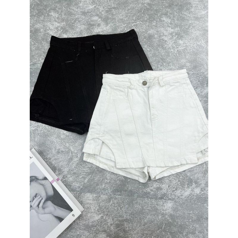 Chân váy bò đen rách cạp lệch gài khuy đen Uk alohashop91