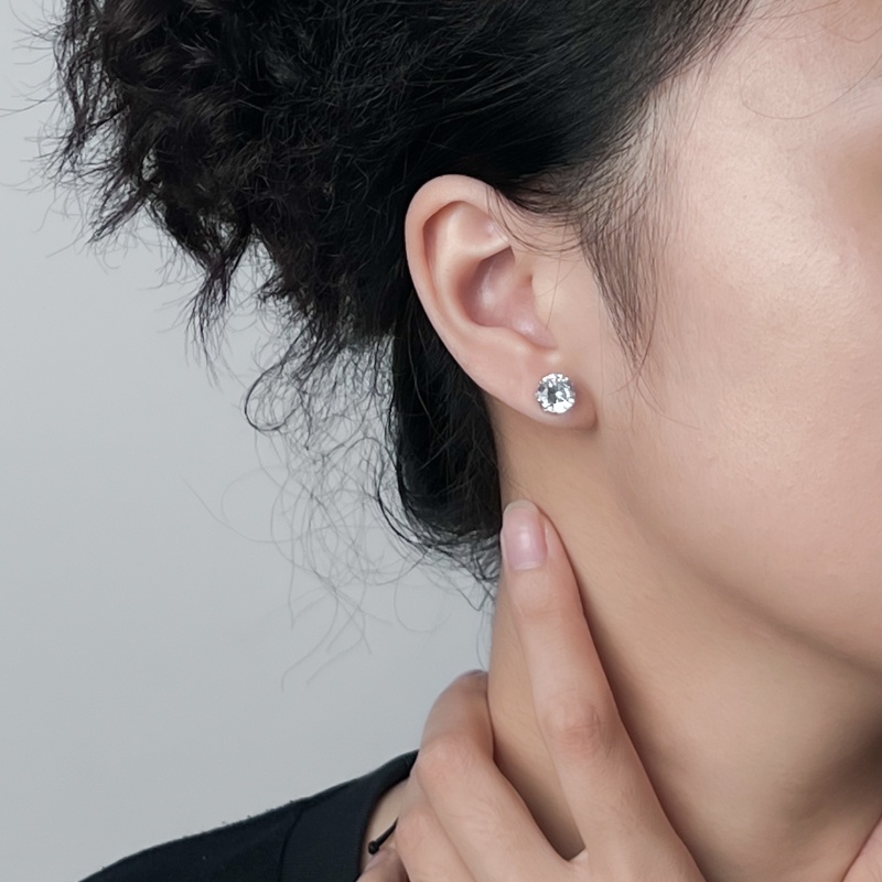 Khuyên Tai Nam Châm Đính Đá zircon Phong Cách Hàn Quốc Sang Trọng