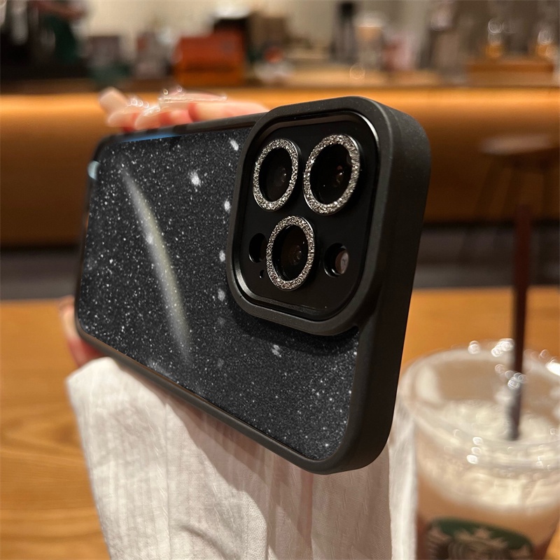 Ốp Điện Thoại Silicon Cứng Trong Suốt Chống Sốc Phối Kim Tuyến Cho iPhone 11 12 13 Pro Max