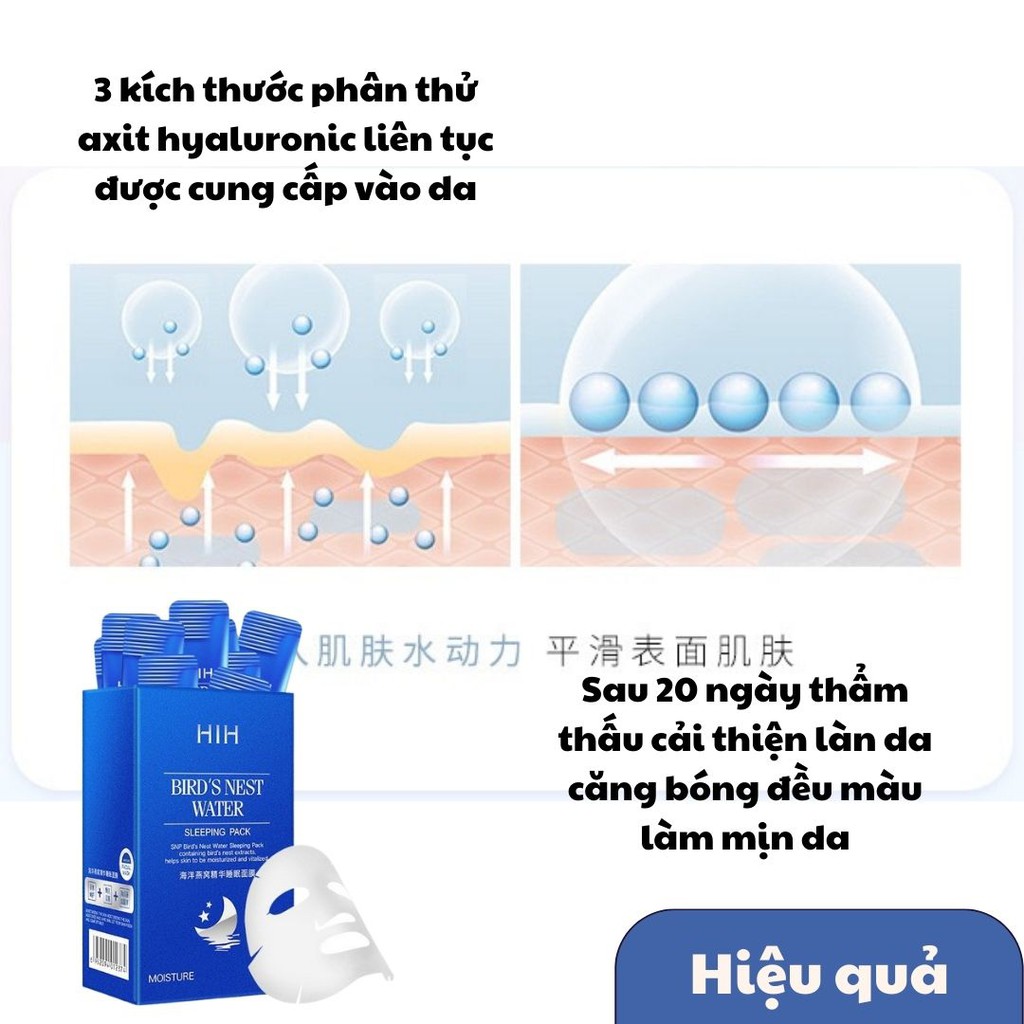 (Lẻ 1c) Mặt nạ ngủ HIH dưỡng ẩm sáng da tinh chất 24K Diamond Hyaluronic Acid Gold Fullerene Sleeping Pack