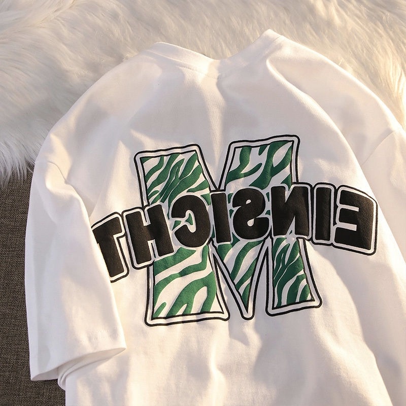 Áo Thun Ngắn Tay Dáng Rộng In Chữ Cá Tính