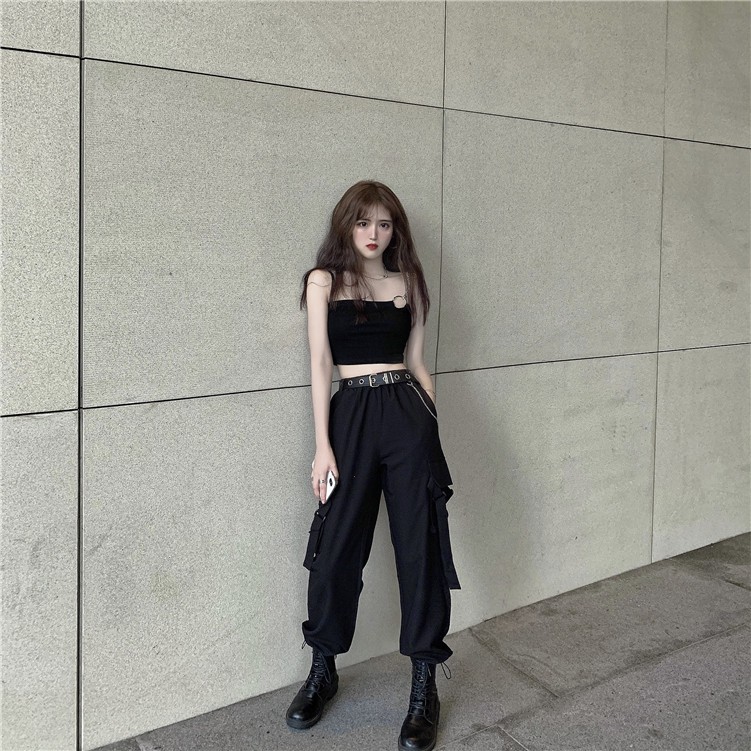 Đen quần ống rộng Lưng Cao Thời Trang Mùa Hè Cho Nữ | BigBuy360 - bigbuy360.vn