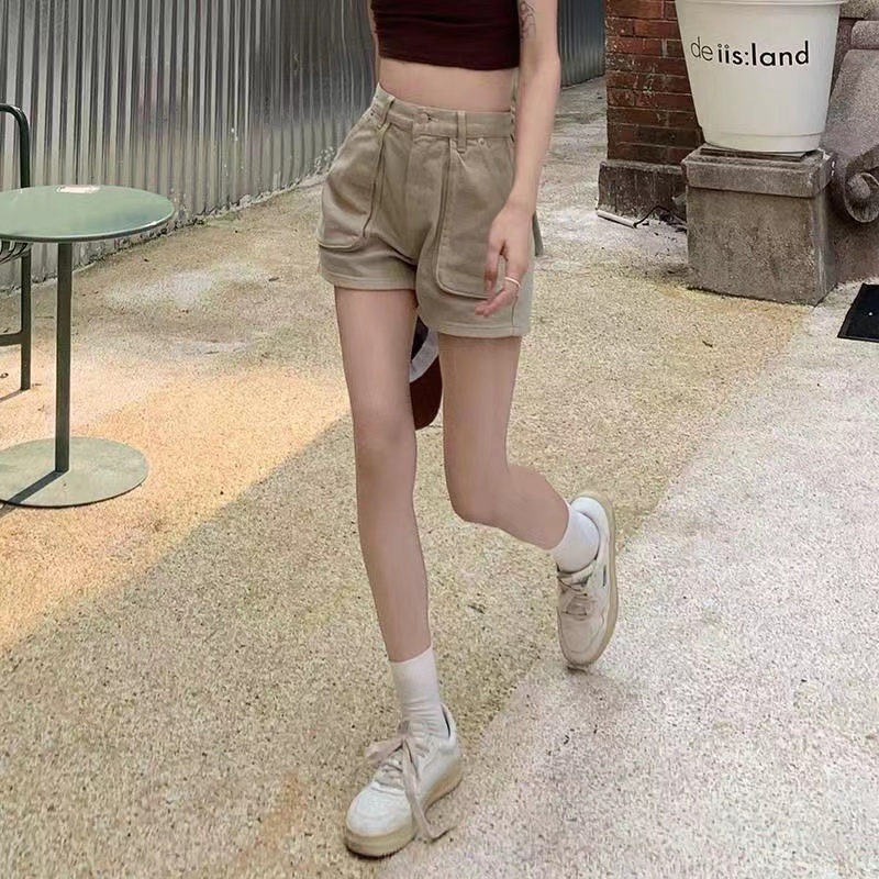 Quần Short Denim Lưng Cao Ống Rộng Thời Trang Mùa Hè Hàn Quốc Mới Cho Nữ
