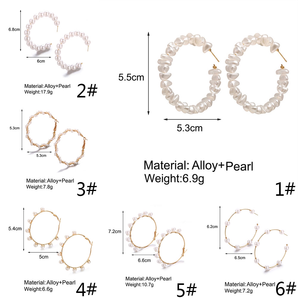Khuyên Tai Nữ Trang Dáng Tròn Đính Ngọc Trai Nhân Tạo Xinh Xắn