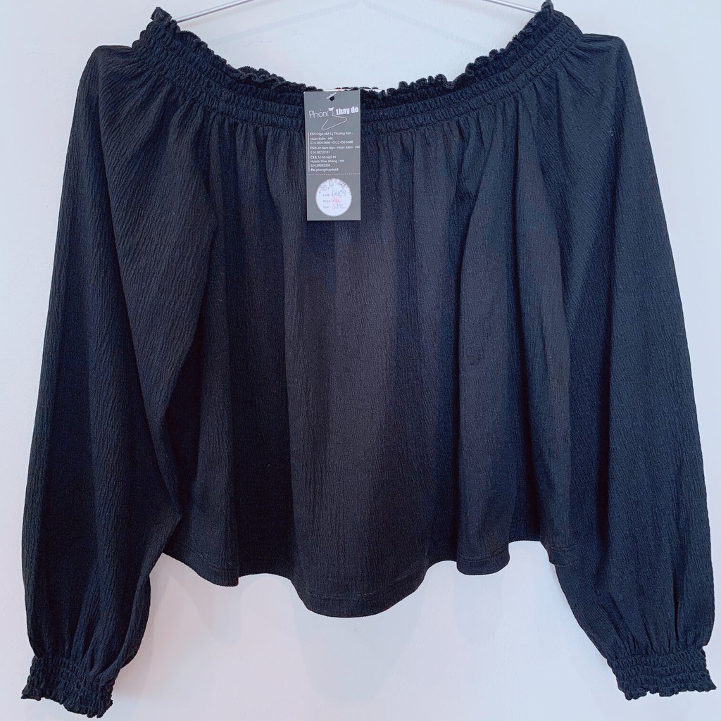 ÁO PHÔNG NỮ - H&M DIVIDED – SIZE S/P (165/88A) – ĐEN – TRẦN VAI – DÀI TAY – COTTON – BO VAI, ỐNG TAY