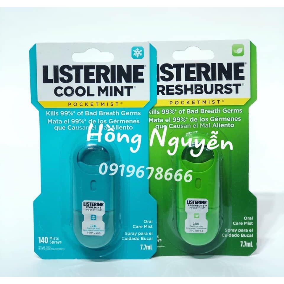 Nước xịt thơm miệng Listerine Cool Mint Pocketmist của- Mỹ