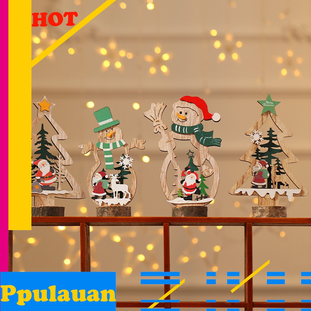 Đồ trang trí cây thông noel mini bằng gỗ để bàn trang trí