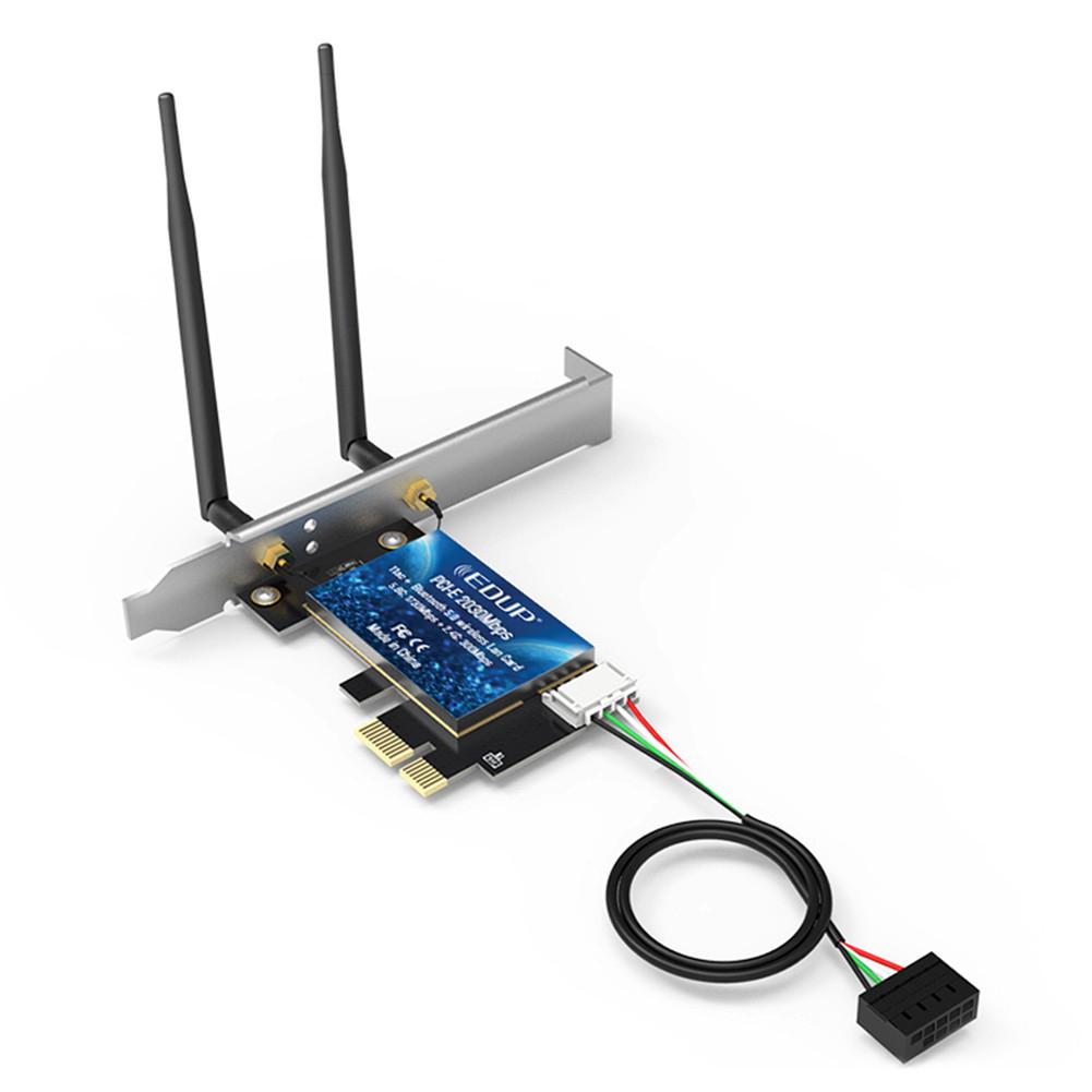 Card mạng không dây 2.4Ghz 5Ghz tích hợp Bluetooth 5.0 Cổng PCI-E 2 * 5dBi ăng-ten kép hỗ trợ hệ thống win10 64-bit | BigBuy360 - bigbuy360.vn