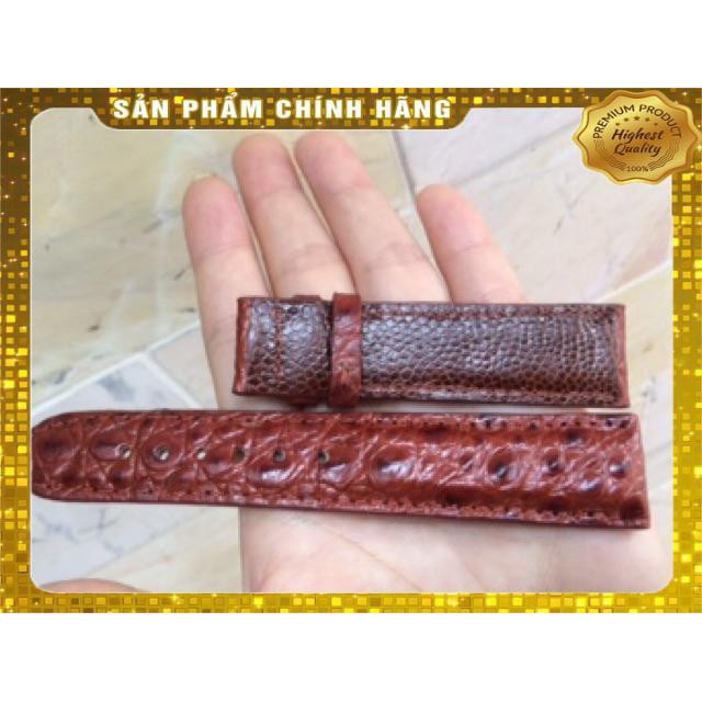 Thẻ BH 12 Tháng -  Dây Đồng Hồ 2 Mặt Da Cá Sấu màu nâu đỏ size 18-20-22-24 . Hàng Cao Cấp, xịn, Rẻ, Đẹp