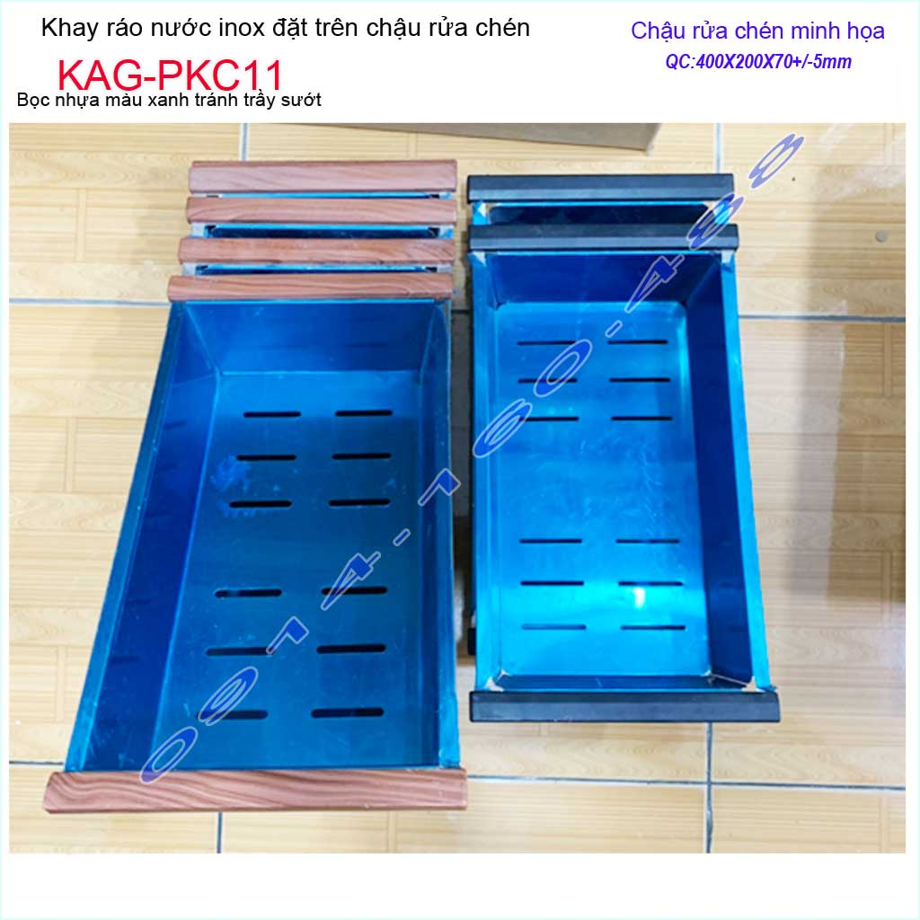 Khay ráo nước chậu rửa chén KAG-PCK11 inox 304, rổ ráo chậu chén inox dập Thái lan 40xm x20cm thiết kế sang trọng tiện d