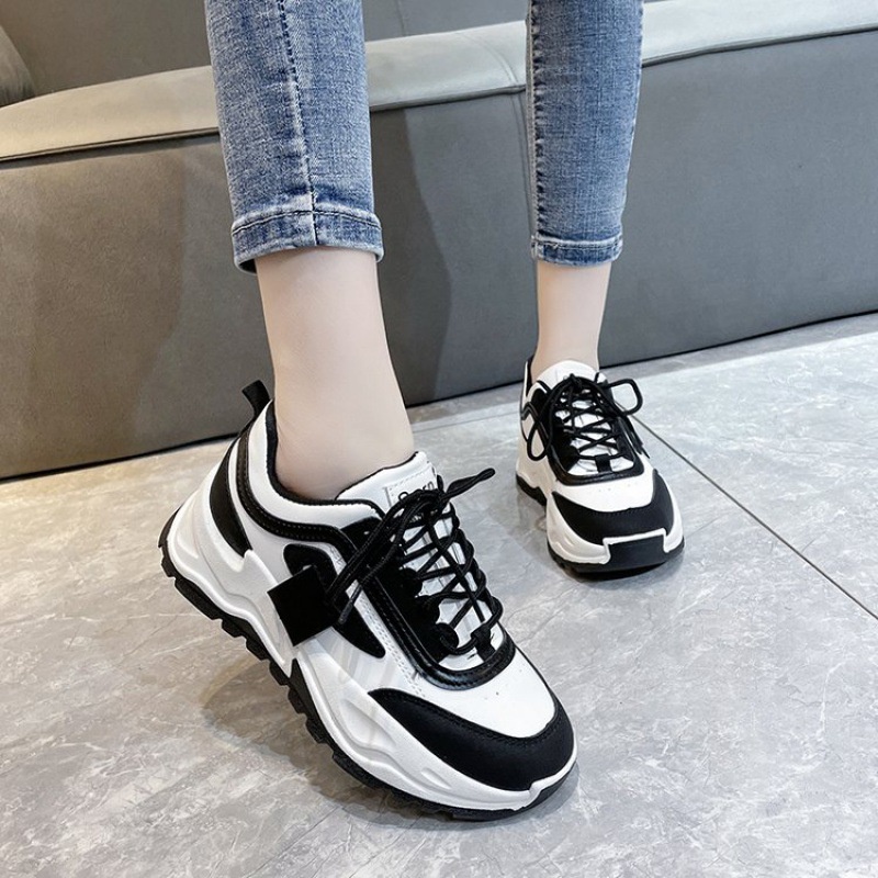 Giày thể thao nữ QC độn đế đen trắng Giầy sneaker Ulzzang SURP bản mới nhất cao cấp