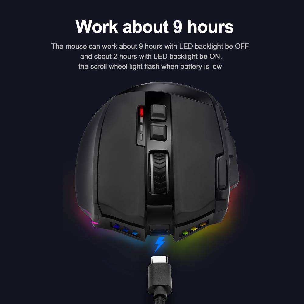 Chuột máy tính chơi game REDRAGON M801P RGB 16400 DPI 10 nút bấm hai chế độ không dây/ có dây tiện lợi