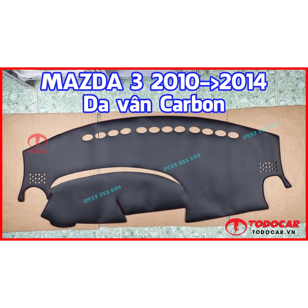 Thảm Taplo MAZDA 3 bằng Nhung lông Cừu hoặc Da vân Carbon, Da vân Gỗ