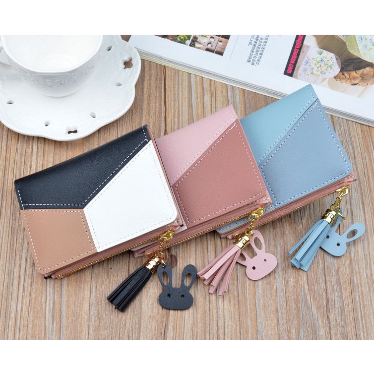 Ví nữ cầm tay gấp gọn móc khóa thời trang nhiều ngăn tiện dụng HX122