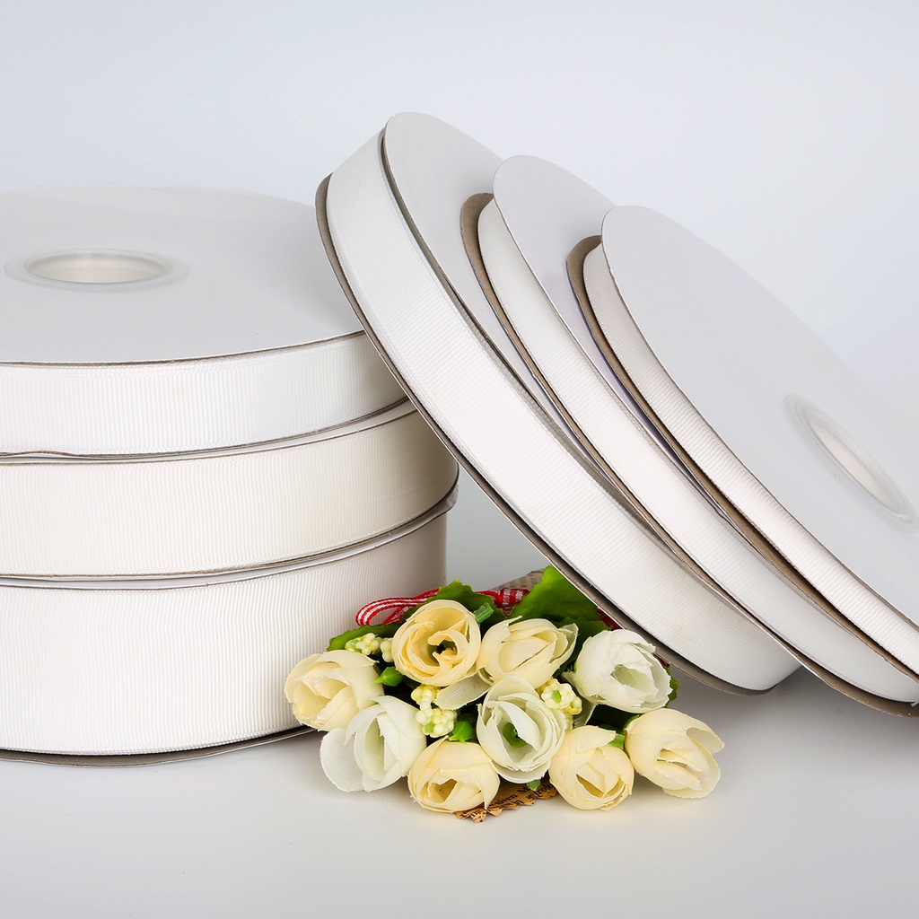 Cuộn dây ruy băng màu trắng rộng 7mm / 10mm / 15mm / 20mm / 25mm / 38mm 5 yard tiện dụng