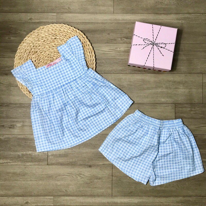 Bộ Pijama đùi mặc hè cánh tiên họa tiết cho bé gái size từ 10 đến 32kg