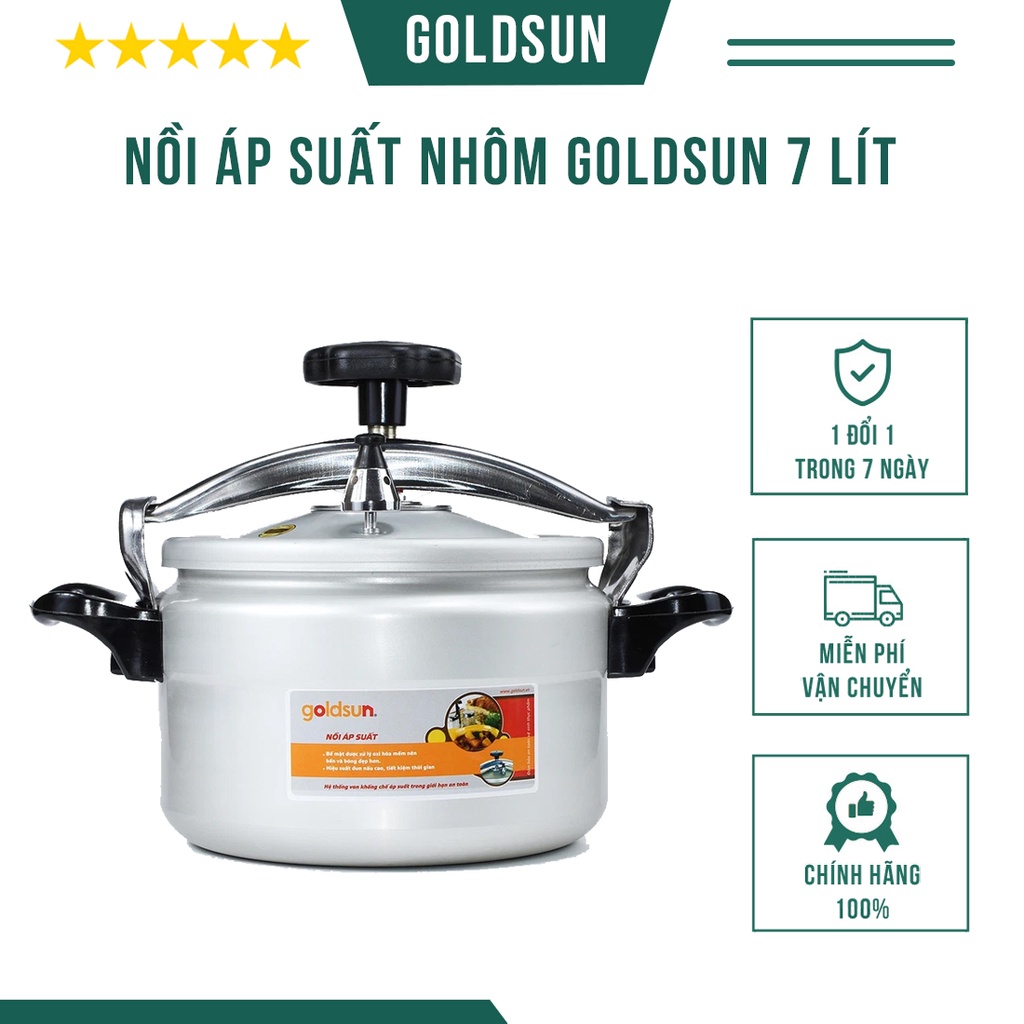 Nồi áp suất nhôm Goldsun GPC1930-07IH, nồi hầm đáy từ đa năng dung tích 7L,9L dùng được cho bếp gas và bếp hồng ngoại