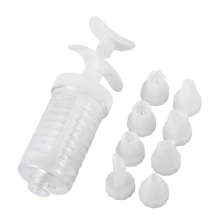 Set 8 Đui Bắt Kem + Ống Bơm Làm Bánh Quy Thiết Kế Tiện Dụng (màu trắng)