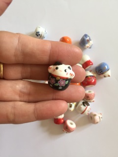Mèo gốm thần tài đủ màu set 5 mèo