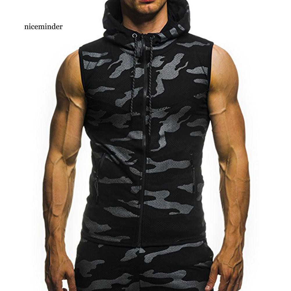 Ncm NCM NCM NCMÁo Hoodie Không Tay Họa Tiết Rằn Ri Phối Khóa Kéo Thời Trang Mùa Hè Cho Nam