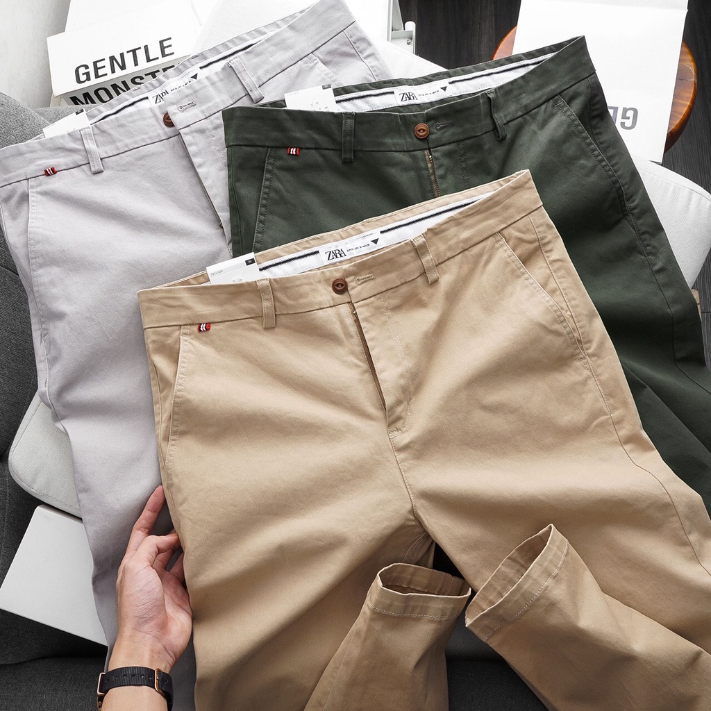 Quần Kaki nam ZA-RA cao cấp form slim-fit co dãn thoải mái