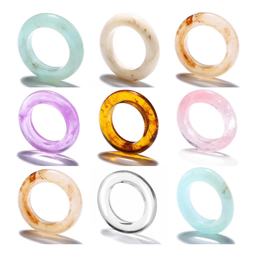 Nhẫn DODDER nhựa resin phong cách cổ điển đầy màu sắc