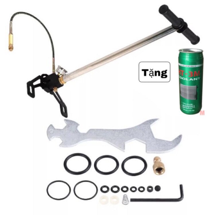 Bơm tay cao áp inox đồng hồ to lọc ẩm nhỏ hàng cao cấp - 50Mpa 2021 _tặng kèm lon nước làm mát