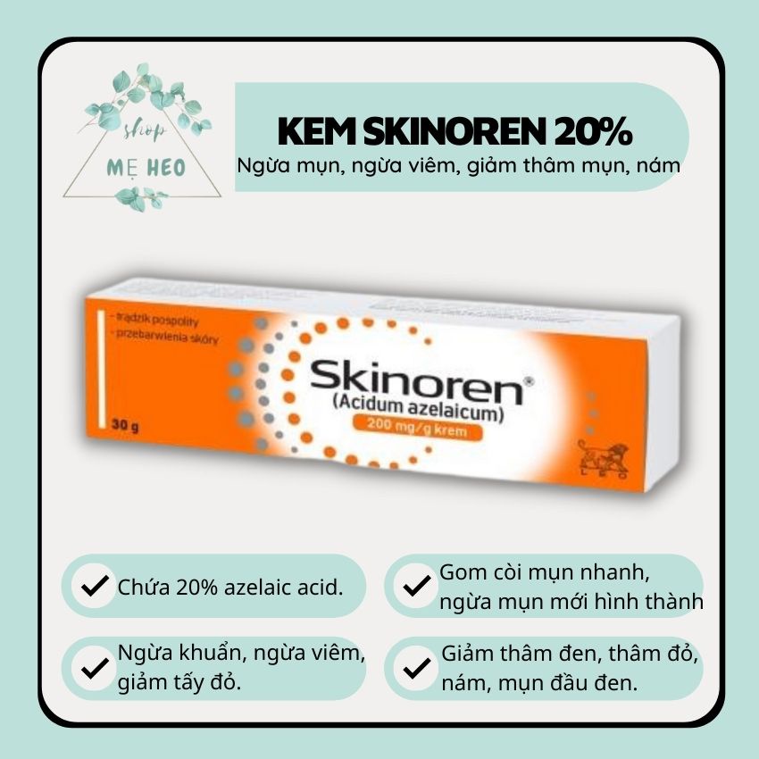 [ĐỦ BILL SẴN HÀNG] Kem giảm mụn &amp; thâm nám SKINOREN 20% 30g