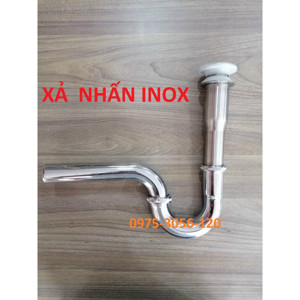 [NÚT NHẤN TỐT] Ống Xả xiphong Bồn Rửa Mặt Lavabo X03 100% INOX dành cho chậu có xả tràn, xả nhấn