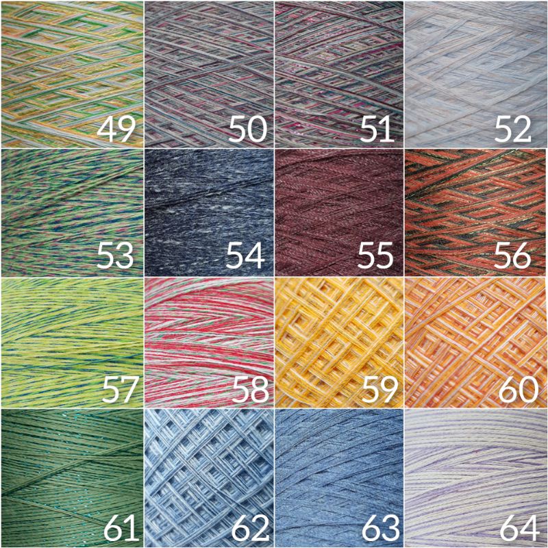 (49-64) Sợi cotton Hàn chập 0.8mm màu loang, móc áo hè