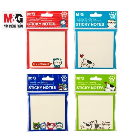 Giấy Note M&G YS-377 76*76mm, Giấy nhớ Kute hình con Mèo & trái Tim