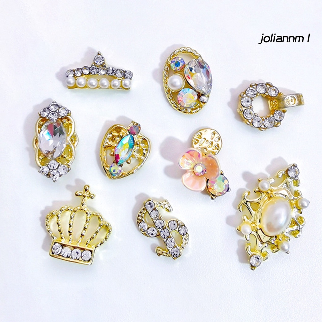 Túi 10 đá đính trang trí móng tay DIY bằng hợp kim 3D độc đáo