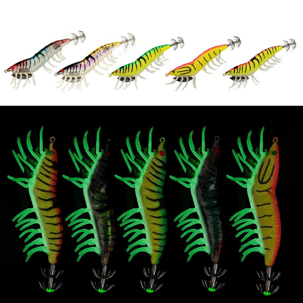 Móc Câu Hình Mực Đính Ngọc Trai Giả 3.5Mm# Mồi Câu Cá Hình Tôm Bằng Gỗ Phát Sáng Kích Thước 115mm 21g