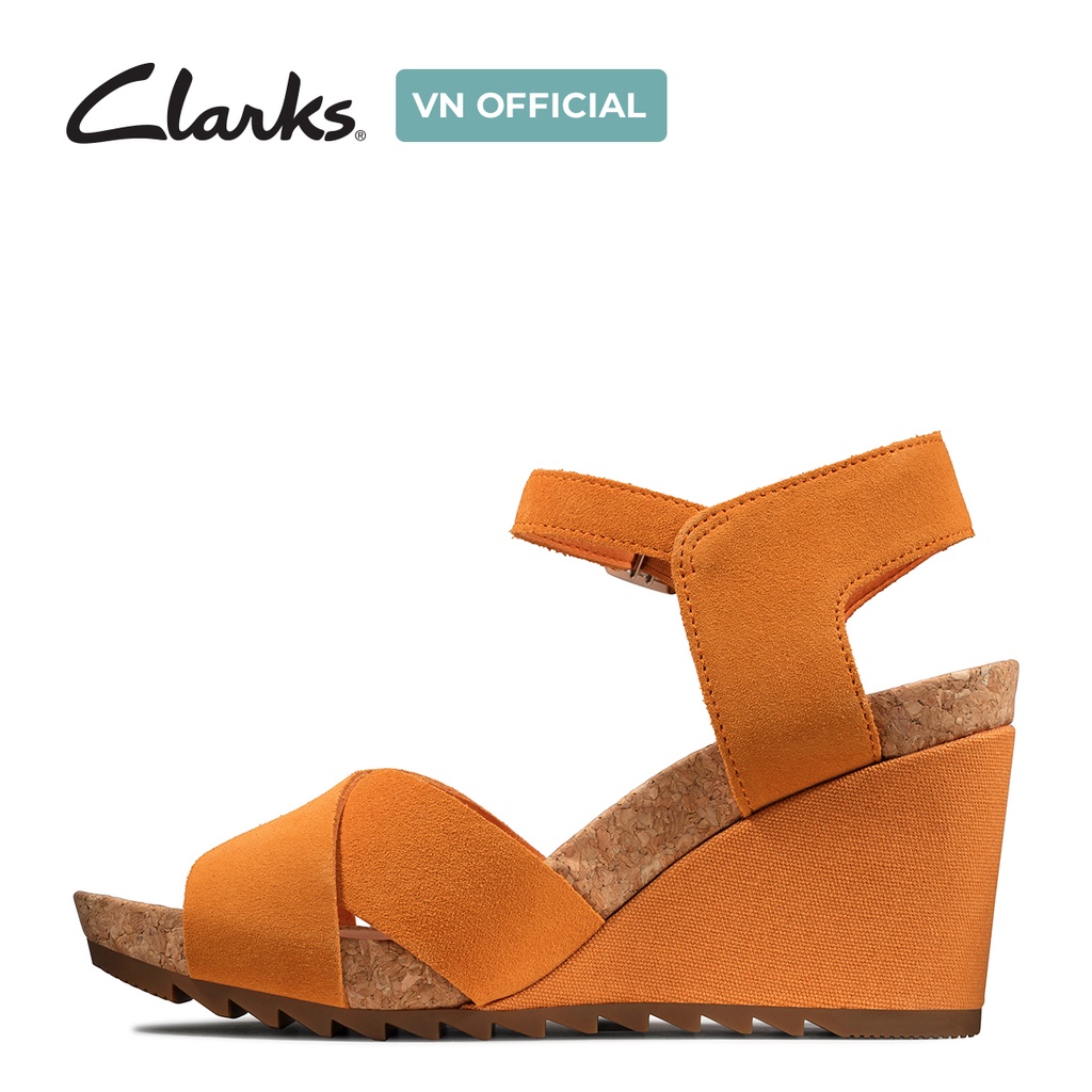 Dép xăng đan da lộn nữ CLARKS Flex Sun màu vàng cam