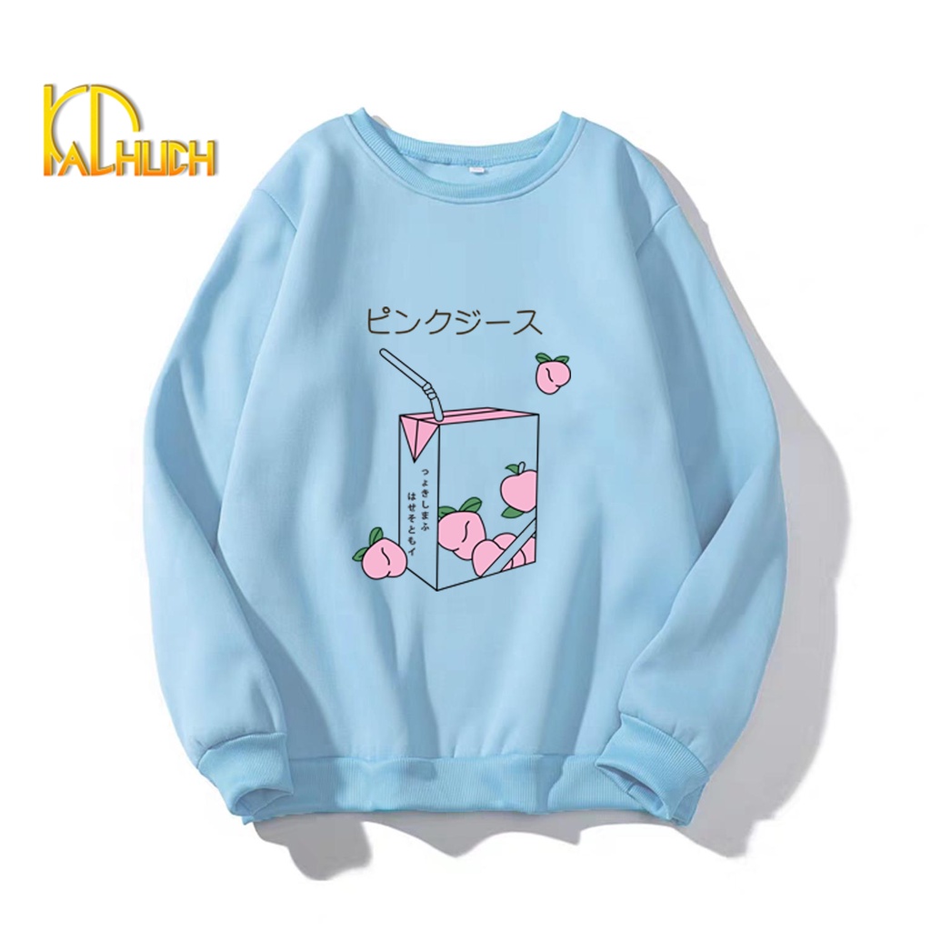 ÁO SWEATER UNISEX [Nhiều màu sắc] FORM RỘNG IN HÌNH TRÀ ĐÀO SIÊU CUTE | BigBuy360 - bigbuy360.vn
