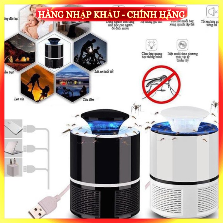 Đèn bắt muỗi USB hình trụ thông minh bóng hút led tia uv thế hệ mới 2020
