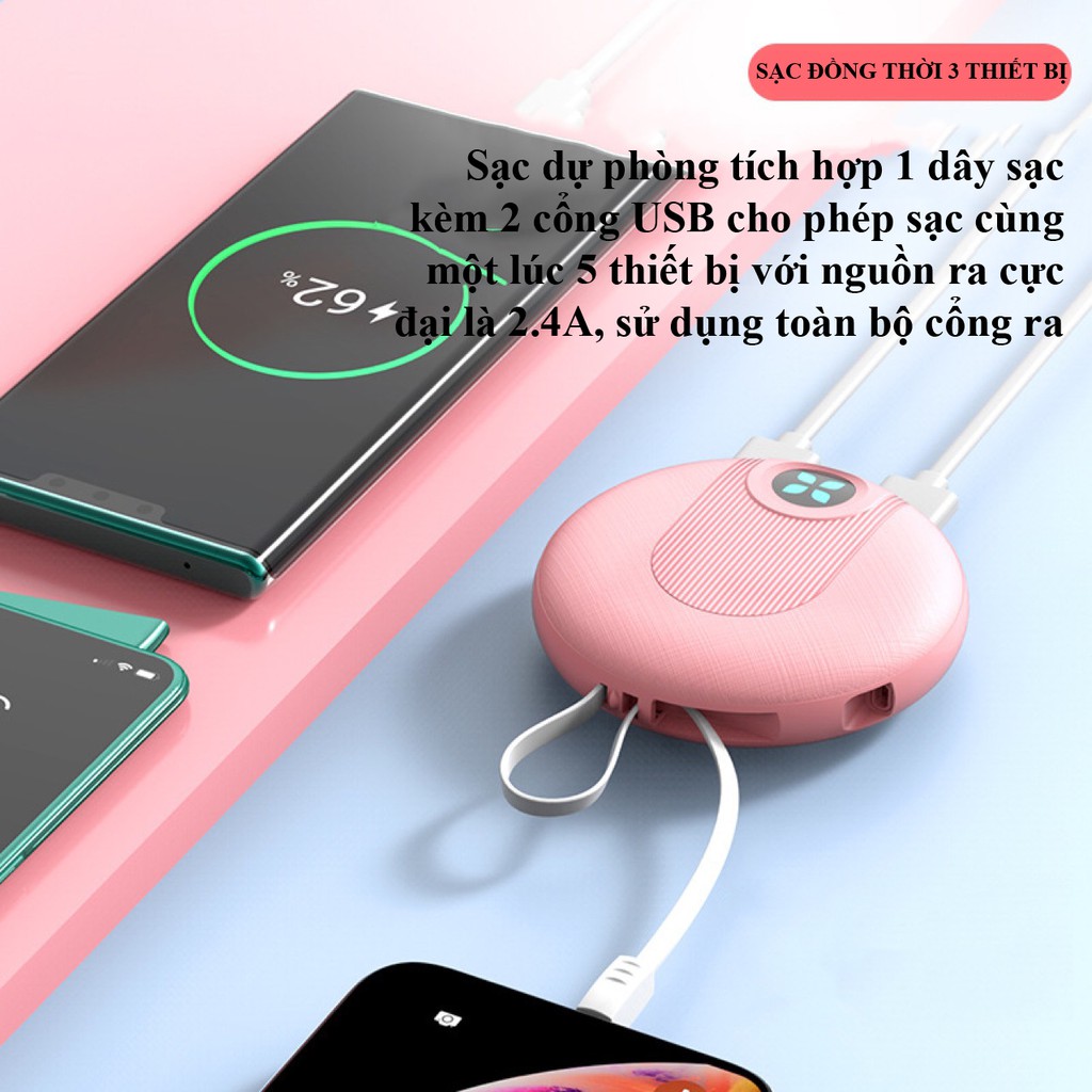 Pin sạc dự phòng 20.000 mAh gồm 3 cổng USB nhỏ gọn dễ dàng mang đi