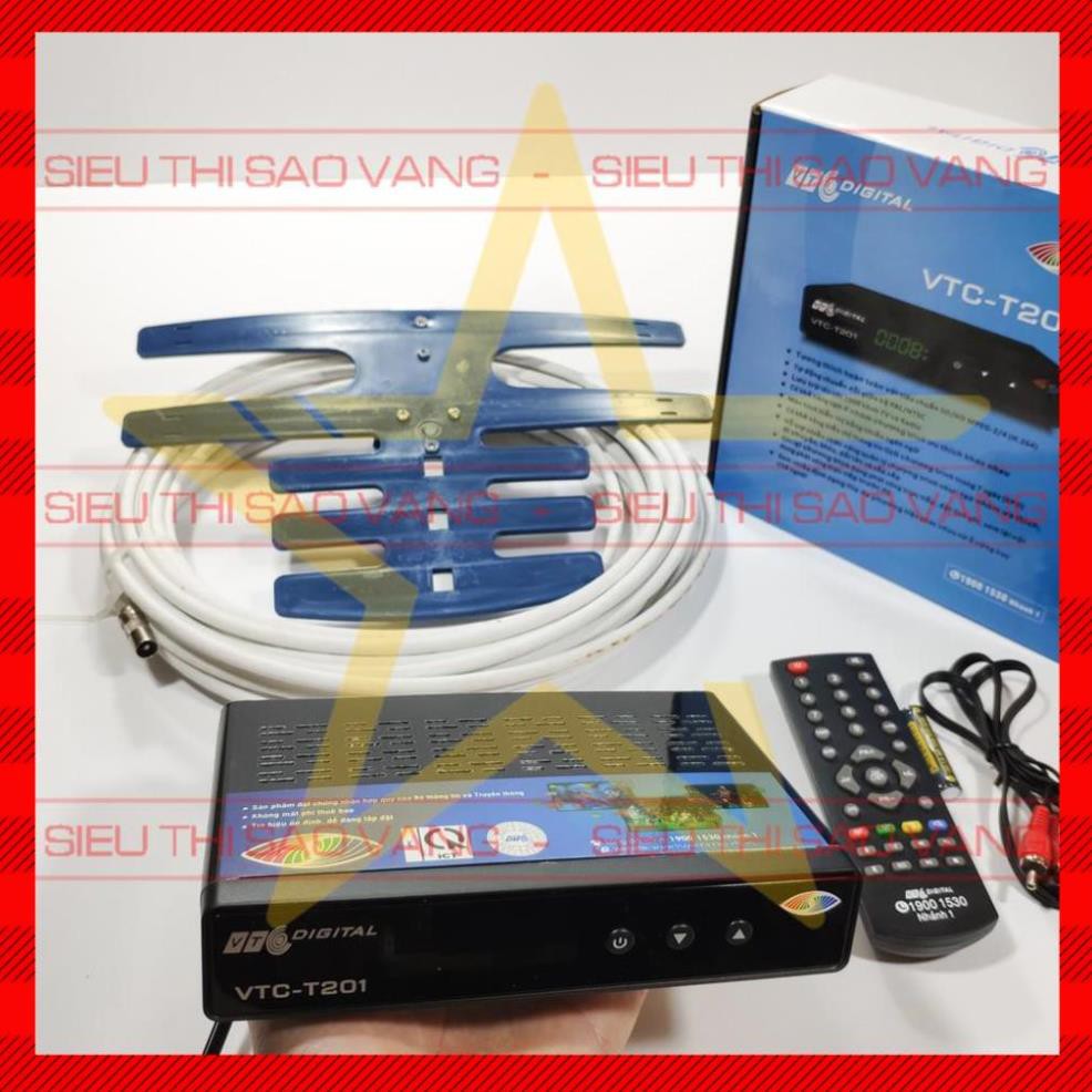 Đầu thu kĩ thuật số mặt đất DVB T2 VTC T201 tặng Anten xanh 15m