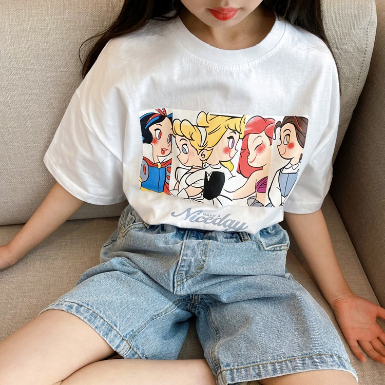 Áo Thun Cotton Mỏng Tay Ngắn Mẫu Mới Offer~2022 Thời Trang Mùa Hè Phong Cách Phương Tây Cho Bé Gái