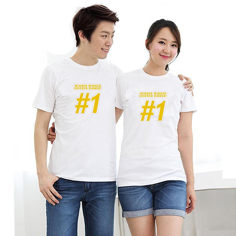Áo thun cặp đôi in hình PUBG wner chicken #1 form rộng phong cách hàn quốc