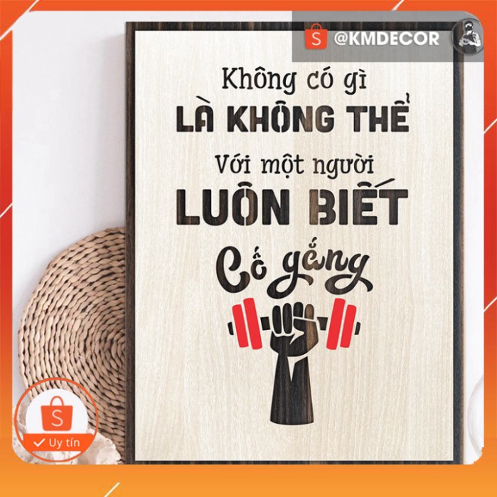 Tranh tạo động lực - mẫu câu "không có gì là không thể với một người luôn biết cố gắng"