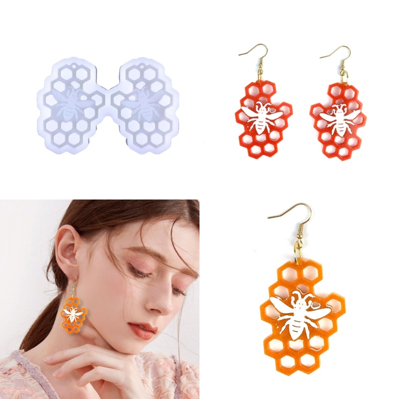Khuôn Silicone Làm Mặt Dây Chuyền Hình Tổ Ong