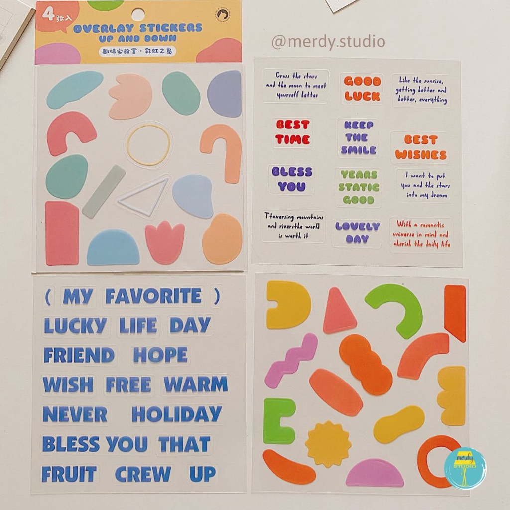 Set 4 tấm sticker overlay trang trí planner và journal