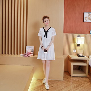 Đầm (Váy) Bầu Kiểu Dáng Hàn Quốc Ren Phối Nơ
