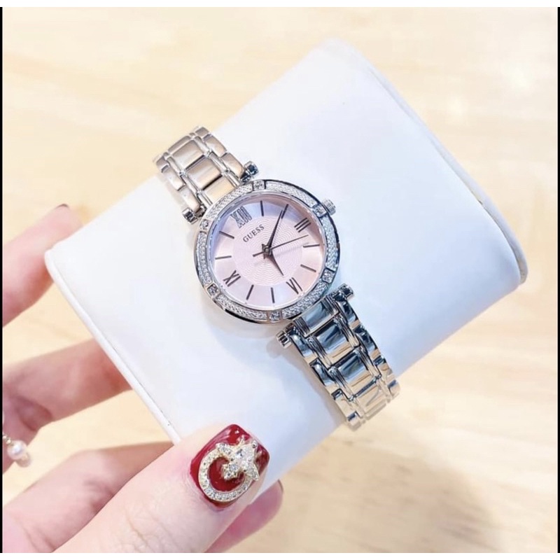 Đồng hồ GUESS nữ size 25mm dây kim loại bạc tiểu thư - Cam kết Auth trọn đời