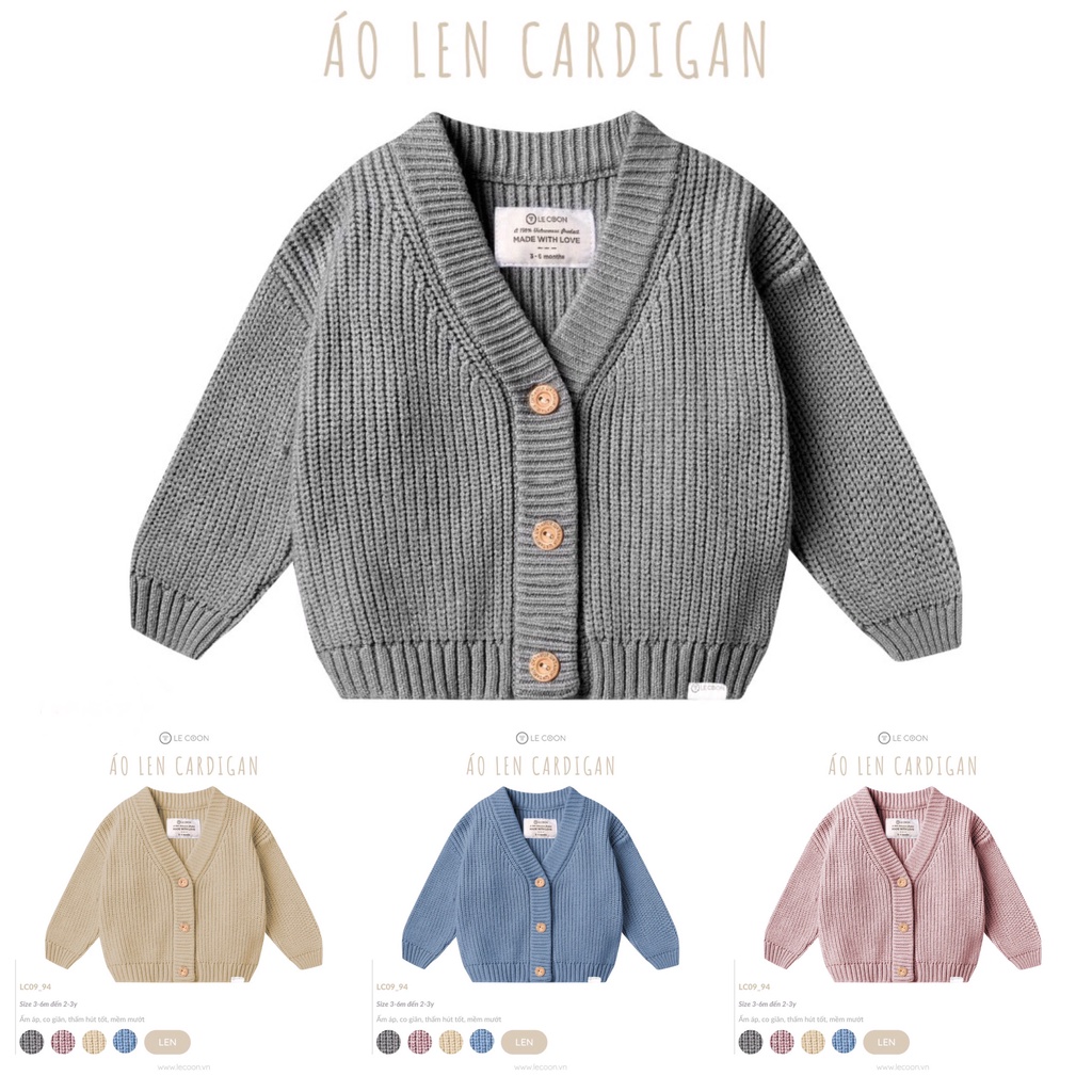 LE COON - Áo len Cardigan Lecoon cho bé từ 3 tháng - 2 tuổi LC0994