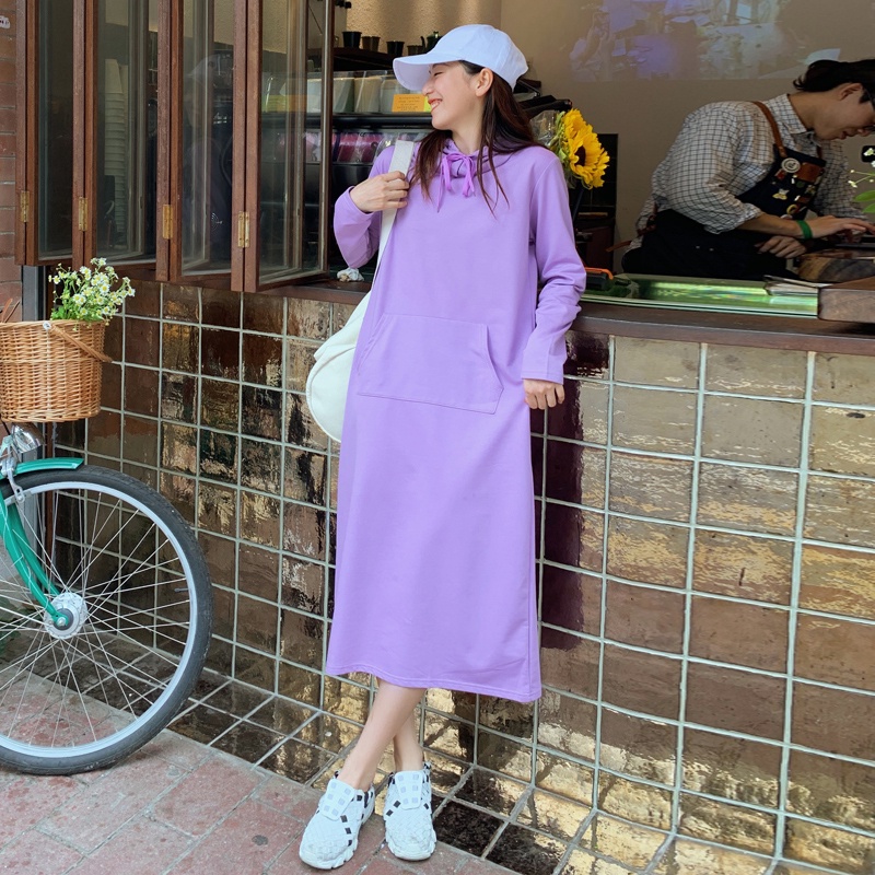 SUXI Áo Hoodie Thể Thao Tay Dài Dáng Rộng Màu Sắc Đơn Giản Thời Trang Xuân Thu Cho Nữ