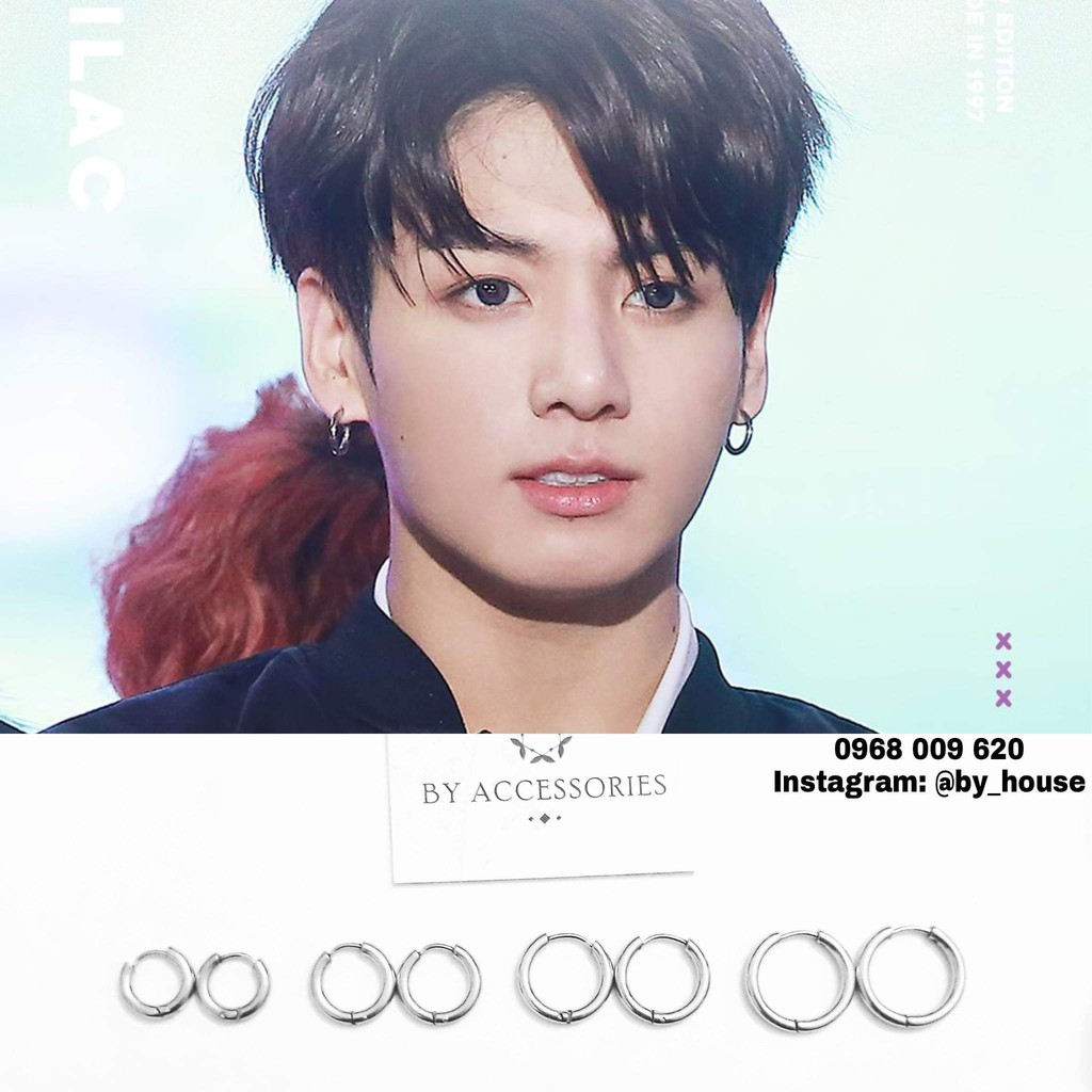 Khuyên tai titan unisex nam nữ kiểu tròn tròn độ dày 2.5mm nhiều size ko gỉ